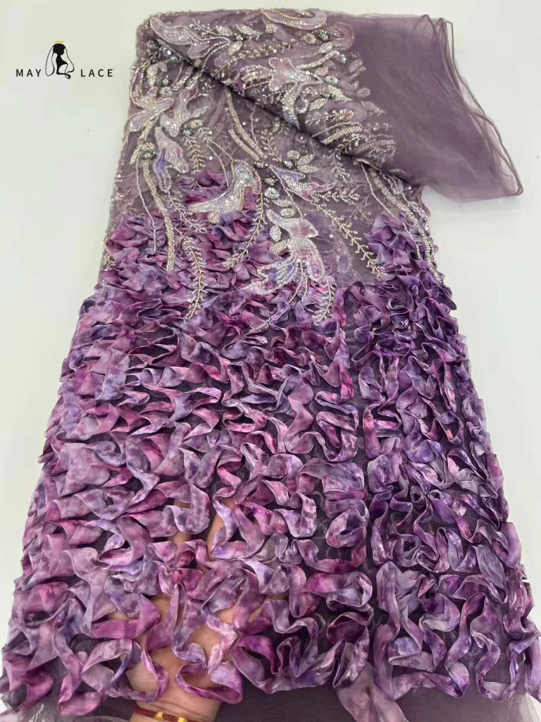 Flower Fabric Nigerian African Fabric for Couture Sewing – Wedding, Evening & Prom Dress - Free Delivery Worldwide