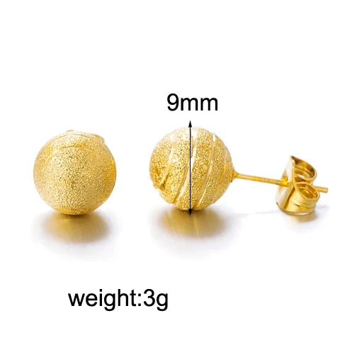 Gold Ball Stud Earrings – Elegant Round Bead Earrings for Women & Girls, Ethiopian African Jewelry Style - Free Delivery Worldwide only at Flexi Africa