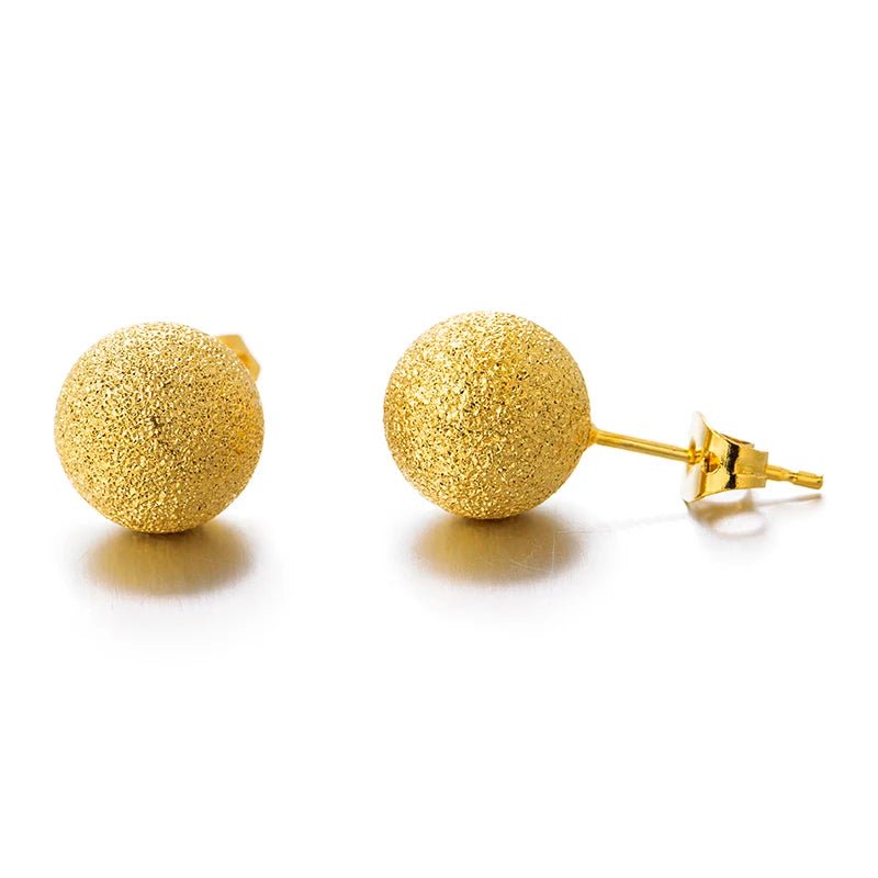 Gold Ball Stud Earrings – Elegant Round Bead Earrings for Women & Girls, Ethiopian African Jewelry Style - Free Delivery Worldwide only at Flexi Africa