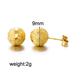 Gold Ball Stud Earrings – Elegant Round Bead Earrings for Women & Girls, Ethiopian African Jewelry Style - Free Delivery Worldwide only at Flexi Africa