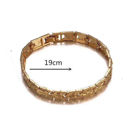 Gold - Tone Wide Bangle Bracelet for Women – African Ethiopian - Inspired Hand Chain Jewelry - Free Delivery Worldwide only at Flexi Africa