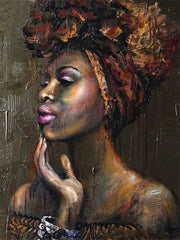 Hand Painted Canvas: African Black Woman Portrait - Unique DIY Art for Home Decor - Flexi Africa - www.flexiafrica.com