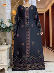 Latest Women Elegant Autumn Dresses Dubai Party Outfits Long Sleeve Dashiki Muslim Women High - grade Comfort Fabric African Abaya - Free Delivery Worldwide only at Flexi Africa