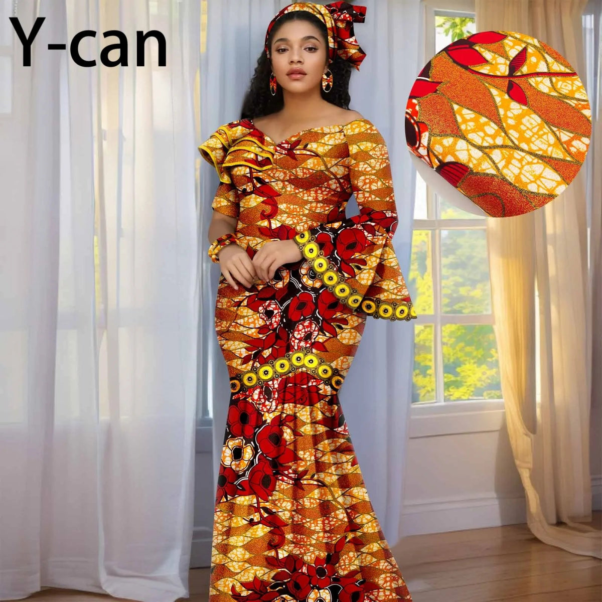 Luxury African Ankara Print Dress – Elegant Slim Fit Gown for Women’s Birthday, Wedding, and Party Events