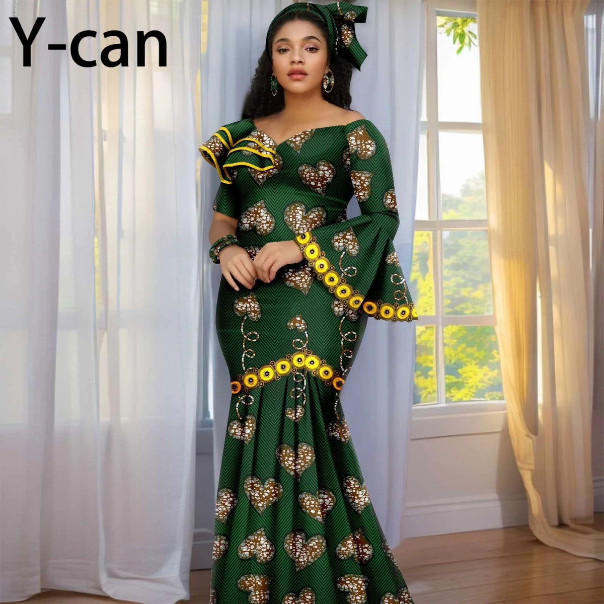 Luxury African Ankara Print Dress – Elegant Slim Fit Gown for Women’s Birthday, Wedding, and Party Events