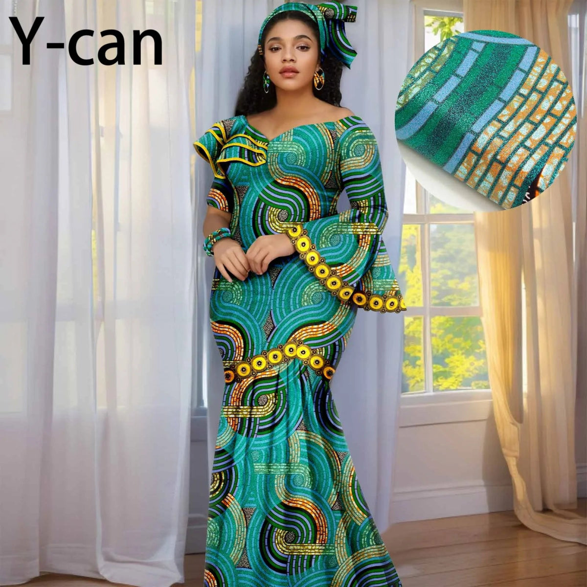 Luxury African Ankara Print Dress – Elegant Slim Fit Gown for Women’s Birthday, Wedding, and Party Events