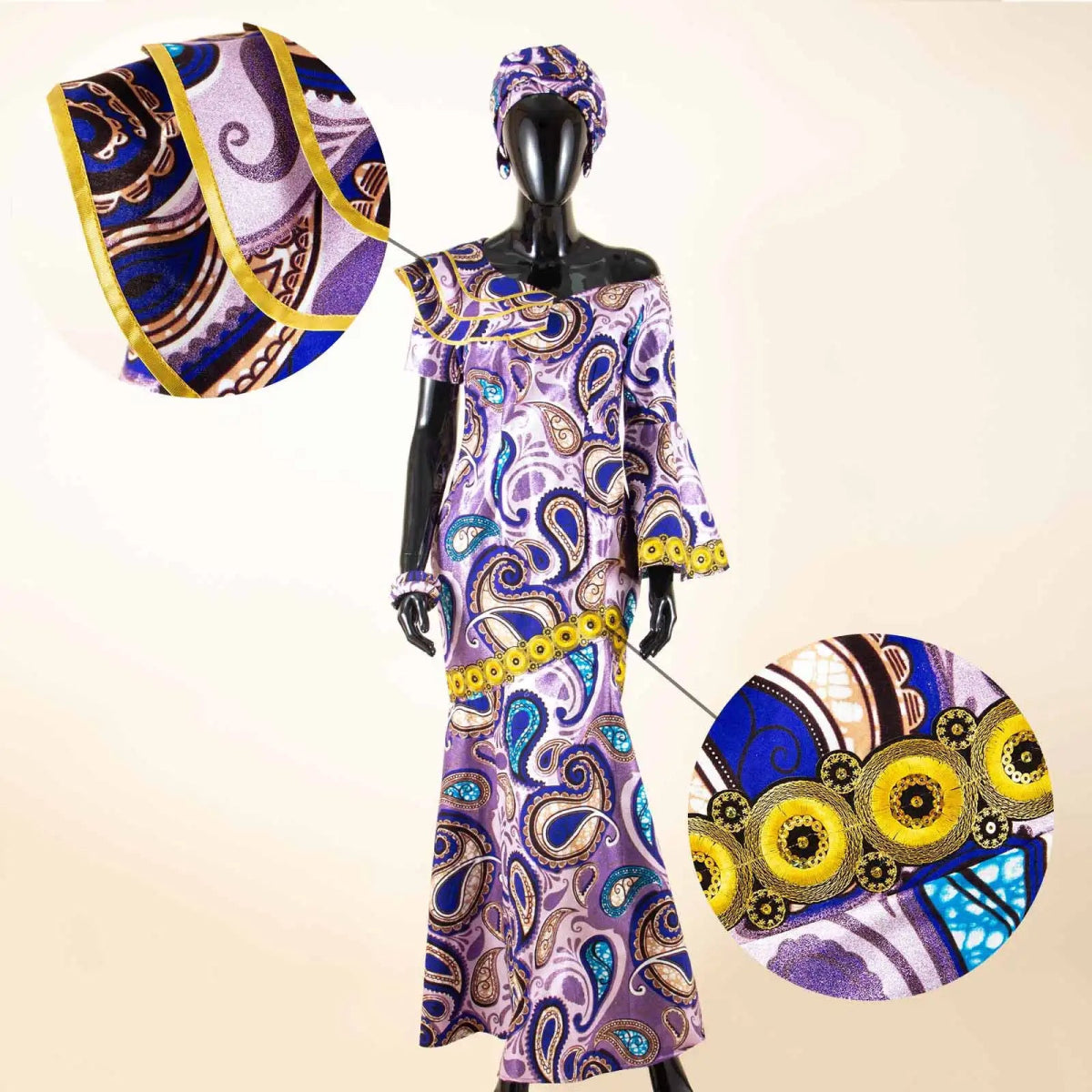 Luxury African Ankara Print Dress – Elegant Slim Fit Gown for Women’s Birthday, Wedding, and Party Events - Free Delivery Worldwide only at Flexi Africa