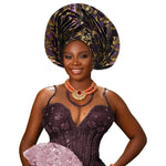 Luxury African Auto Gele Headwrap – High - Quality Wedding & Party Turban for Women - Free Delivery Worldwide only at Flexi Africa