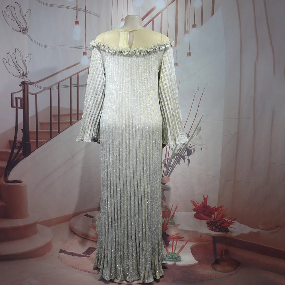 Luxury African Boubou Dress for Women – Classical Elegance Rhodochrosite Design with Folded Pleats - Free Delivery Worldwide only at Flexi Africa