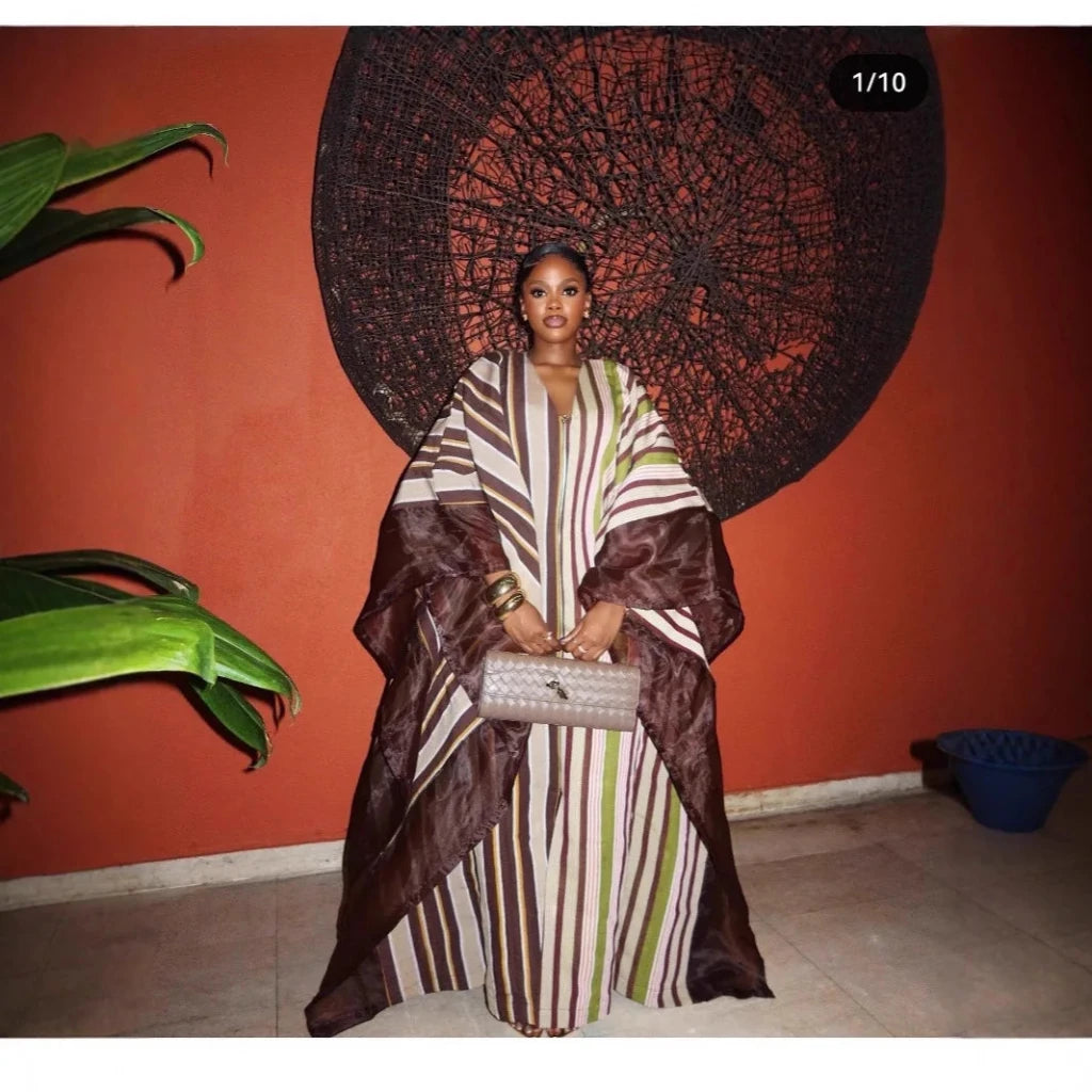 Luxury African Dashiki Maxi Dress – V - Neck Long Sleeve Plus Size Kaftan Abaya - Free Delivery Worldwide only at Flexi Africa