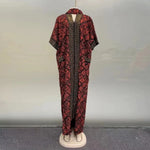 Luxury African Print Bubu Dress – V - Neck Loose Evening Gown with Rhinestone Pocket - Free Delivery Worldwide only at Flexi Africa