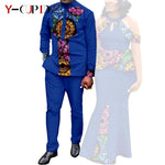 Buy Matching Bazin African Couple Attire – Women’s Mermaid Dress & Men’s Shirt Pant Set for only $67.83 at Flexi Africa!