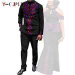 Buy Matching Bazin African Couple Attire – Women’s Mermaid Dress & Men’s Shirt Pant Set for only $67.83 at Flexi Africa!
