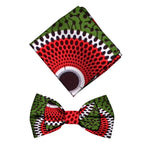 Men’s African Print Cotton Bow Tie and Kerchief – Bohemian Style Gift Set - Free Delivery Worldwide only at Flexi Africa