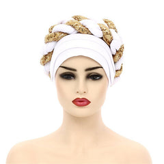 New Ready to Wear African Headtie Diamonds Glitter Women Turban Caps Bonnet Hats Female Autogeles - Flexi Africa - Shipping