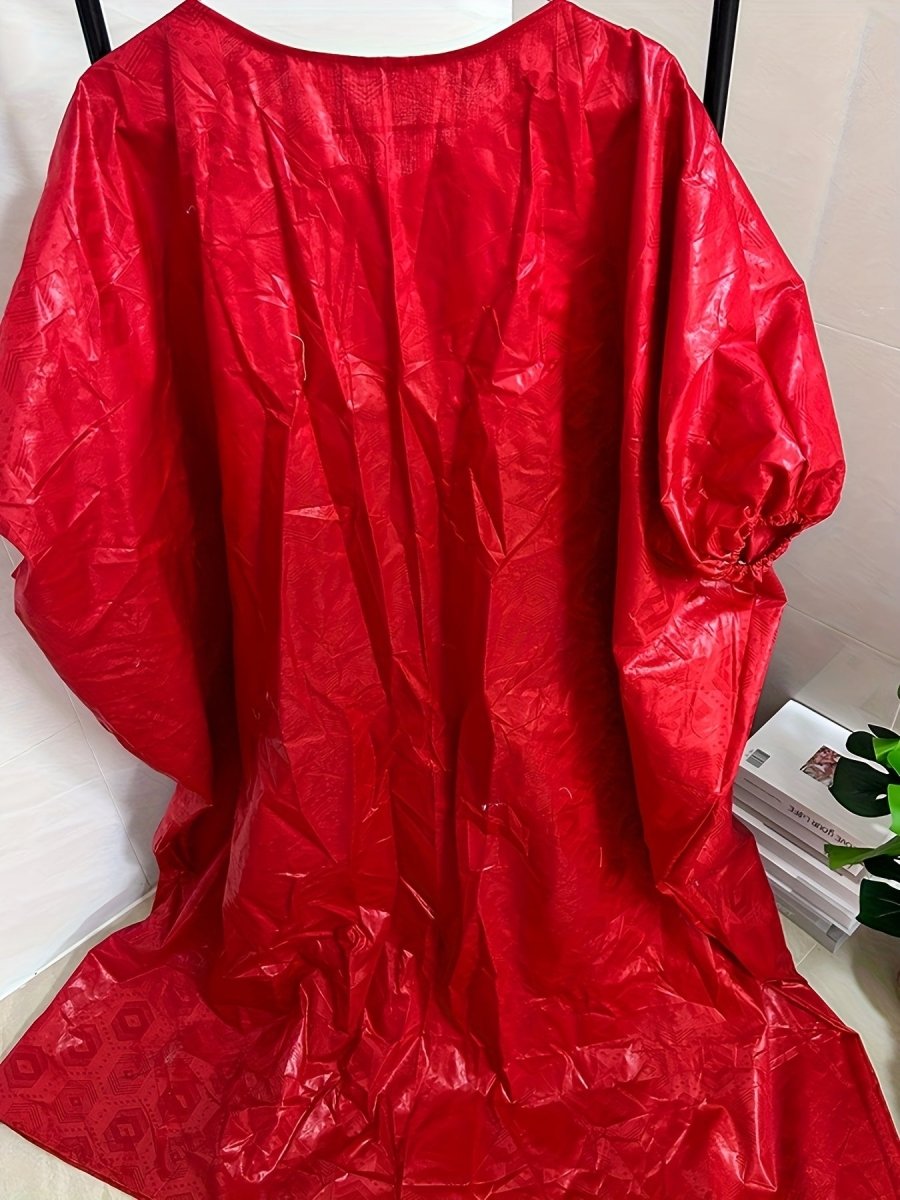 Nigerian Ankara Wedding Dress – Red Embroidery Bazin Riche Robe African Women - Free Delivery Worldwide only at Flexi Africa
