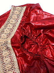 Nigerian Ankara Wedding Dress – Red Embroidery Bazin Riche Robe African Women - Free Delivery Worldwide only at Flexi Africa