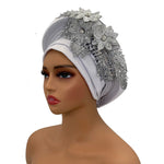 Nigerian Wedding Auto Gele – Elegant Embroidered Lace Women’s Turban Headtie - Free Delivery Worldwide only at Flexi Africa