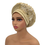 Nigerian Wedding Auto Gele – Elegant Embroidered Lace Women’s Turban Headtie - Free Delivery Worldwide only at Flexi Africa