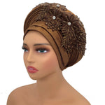 Nigerian Wedding Auto Gele – Elegant Embroidered Lace Women’s Turban Headtie - Free Delivery Worldwide only at Flexi Africa