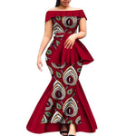Off - Shoulder Bazin Riche African Dress for Women – Plus Size Elegant Party Gown - Free Delivery Worldwide only at Flexi Africa