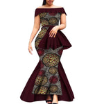 Off - Shoulder Bazin Riche African Dress for Women – Plus Size Elegant Party Gown - Free Delivery Worldwide only at Flexi Africa