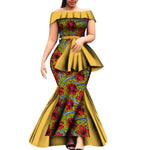 Off - Shoulder Bazin Riche African Dress for Women – Plus Size Elegant Party Gown - Free Delivery Worldwide only at Flexi Africa