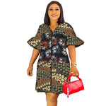 Pagoda Sleeve African Print Dress – Elegant Ankara Patchwork Trumpet Style - Free Delivery Worldwide only at Flexi Africa
