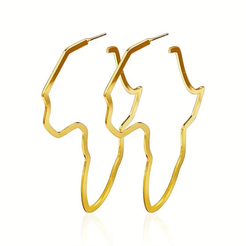 Pair of Fashionable and Exaggerated Hollow African Map Earrings - Free Delivery Worldwide only at Flexi Africa