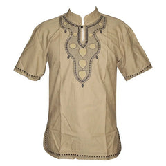 Pan - African Holiday Fashion: Dashiki - Inspired Embroidery Basic Tee Shirt - Free Delivery Worldwide only at Flexi Africa