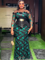 Plus Size African Dresses for Women – Luxury Embroidery Sequin Long Wedding Party Gown - Free Delivery Worldwide only at Flexi Africa