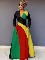 Plus Size Bohemian Hooded Maxi Dress – V - Neck Long Sleeve A - Line Swing Skirt - Free Delivery Worldwide only at Flexi Africa