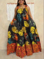 Plus Size Geometric Print Sleeveless Tunic Dress – Square Neck Loose Casual Spring & Fall Fashion - Free Delivery Worldwide only at Flexi Africa