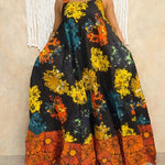 Plus Size Geometric Print Sleeveless Tunic Dress – Square Neck Loose Casual Spring & Fall Fashion - Free Delivery Worldwide only at Flexi Africa