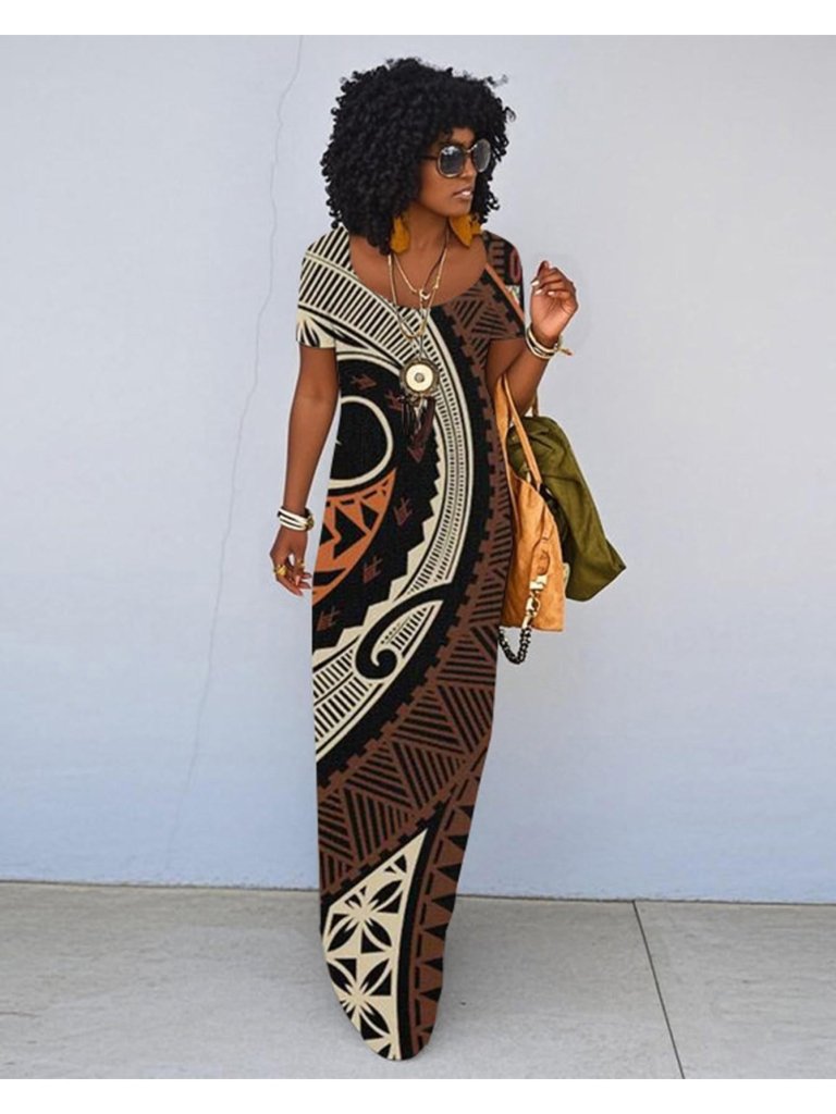 Plus Size Sleeveless African Tribal Maxi Dress – Casual to Formal Elegant Style - Free Delivery Worldwide only at Flexi Africa