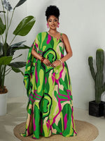 Plus Size Striped Maxi Dress for Women – Off - Shoulder Beach & Resort Style - Free Delivery Worldwide only at Flexi Africa