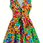 Plus Size Women's Fitted Waist Belt Dress – Flattering Elegant Curve - Enhancing Design - Free Delivery Worldwide only at Flexi Africa