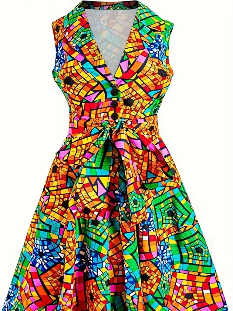 Plus Size Women's Fitted Waist Belt Dress – Flattering Elegant Curve - Enhancing Design - Free Delivery Worldwide only at Flexi Africa