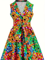 Plus Size Women's Fitted Waist Belt Dress – Flattering Elegant Curve - Enhancing Design - Free Delivery Worldwide only at Flexi Africa