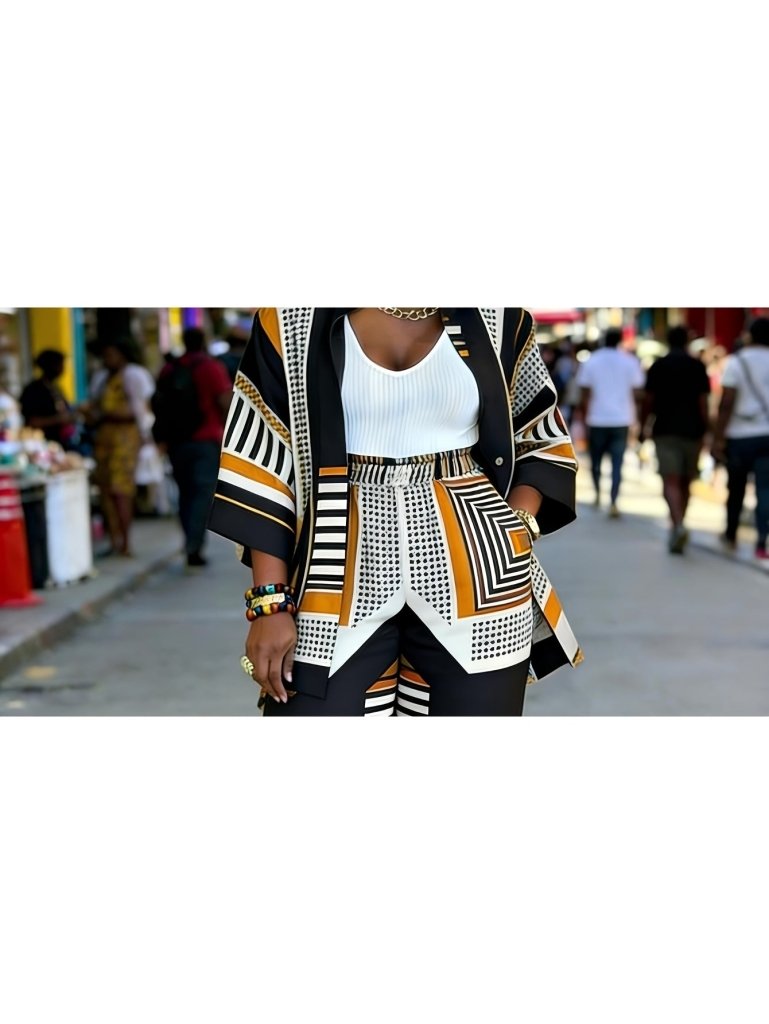 Plus Size Women’s Printed Suit Set (XL–8XL) – Casual Long Sleeve 2PC Outfit - Free Delivery Worldwide only at Flexi Africa