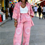 Plus Size Women’s Printed Suit Set (XL–8XL) – Casual Long Sleeve Top & Pants Outfit, Soft Stretch Fabric - Free Delivery Worldwide only at Flexi Africa