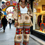 Plus Size Women’s Printed Suit Set (XL–8XL) – Fashionable Long Sleeve Casual Top & Pants Outfit - Free Delivery Worldwide only at Flexi Africa