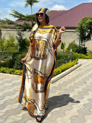 Printed Long Dress: Embrace Elegance and Culture - Free Delivery Worldwide only at Flexi Africa