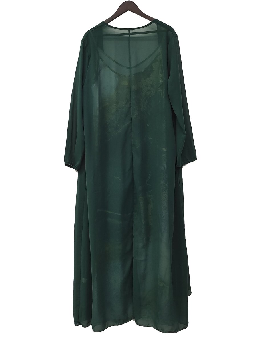 Printed V - neck Two Pieces Set - Women's Suspender Maxi Dress & Long Sleeve Cardigan - Free Delivery Worldwide only at Flexi Africa