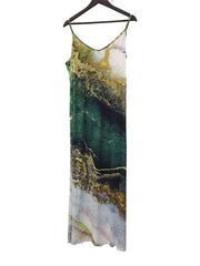Printed V - neck Two Pieces Set - Women's Suspender Maxi Dress & Long Sleeve Cardigan - Free Delivery Worldwide only at Flexi Africa