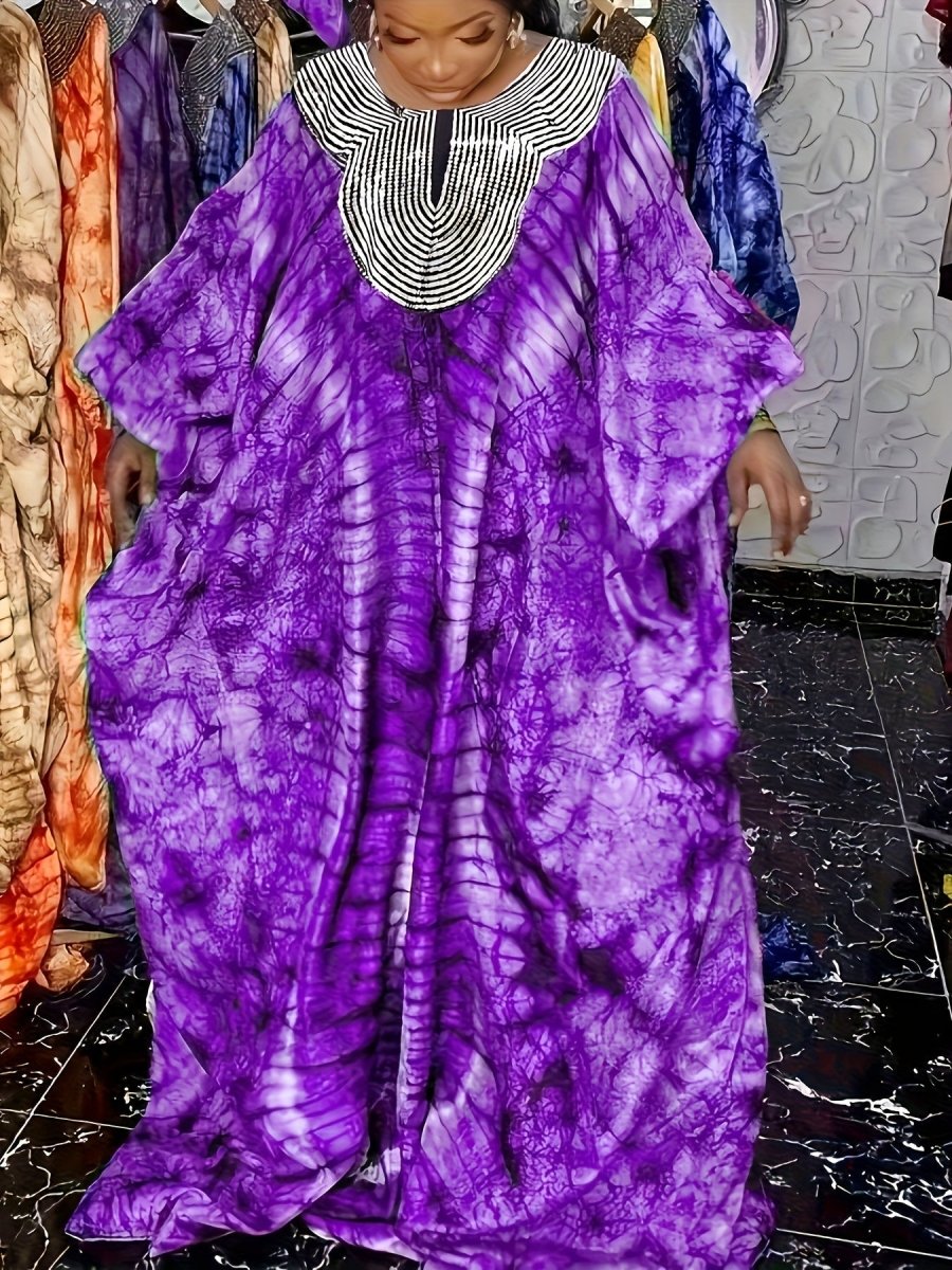 Ramadan All Over Print Sequin Neck Kaftan Dress, Modest Loose Maxi Length Kaftan - Free Delivery Worldwide only Flexi Africa