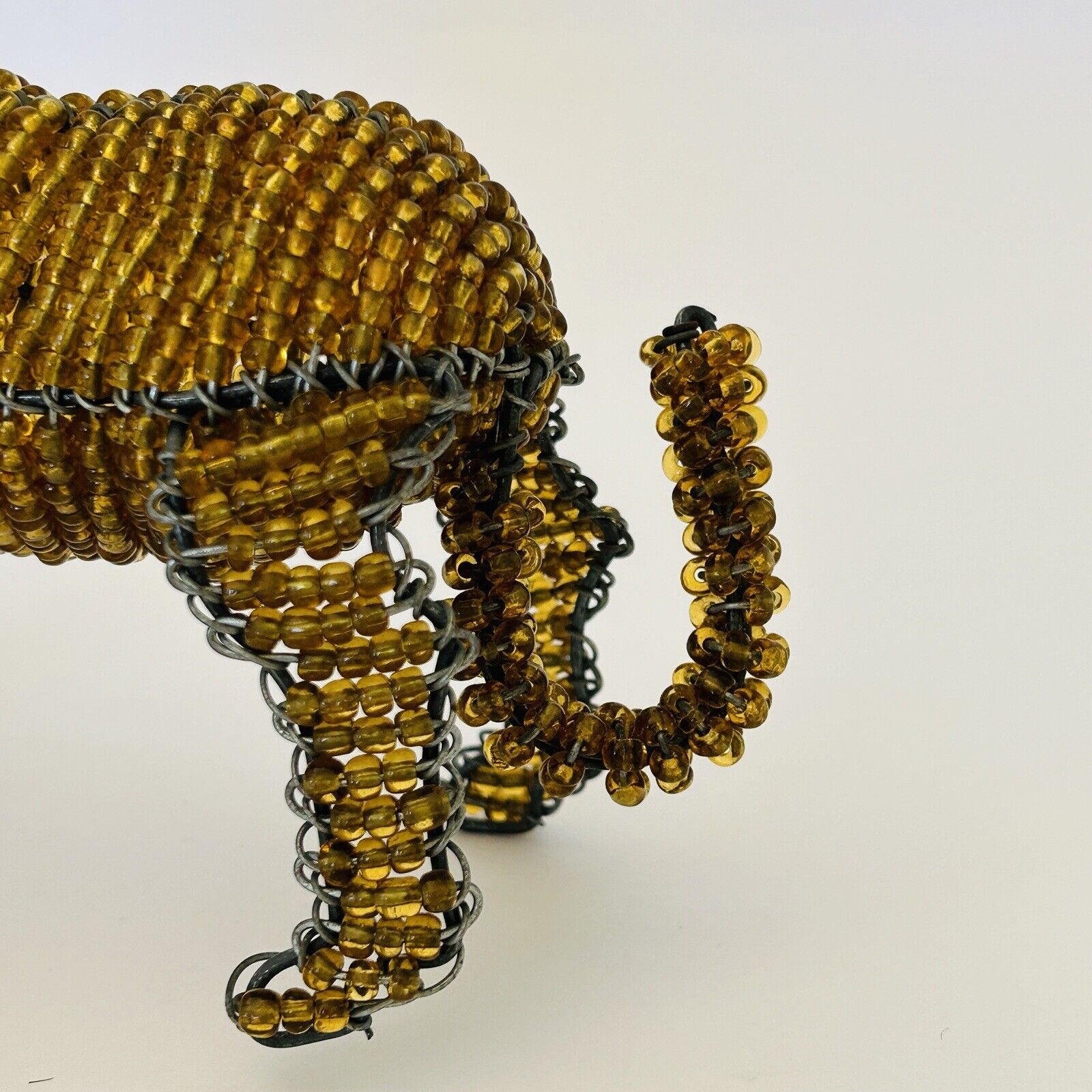 Vintage Retro Lion Glass Bead and Wire Sculpture Figurine African Jungle Unique - Flexi Africa - Flexi Africa offers Free Delivery Worldwide - Vibrant African traditional clothing showcasing bold prints and intricate designs