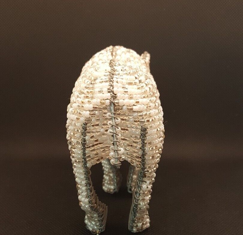 Beaded Rhino Figurine Copper Wire & Beaded Hand Made African Rhino - Flexi Africa - Flexi Africa offers Free Delivery Worldwide - Vibrant African traditional clothing showcasing bold prints and intricate designs