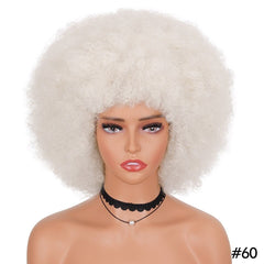 Short Fluffy Afro Kinky Curly Wig with Bangs: Synthetic Ombre Glueless Wig - Flexi Africa - Free Delivery www.flexiafrica.com