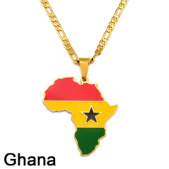 Showcase Your African Roots with Our Hip - hop Africa Map Pendant Necklace - Free Delivery Worldwide only at Flexi Africa